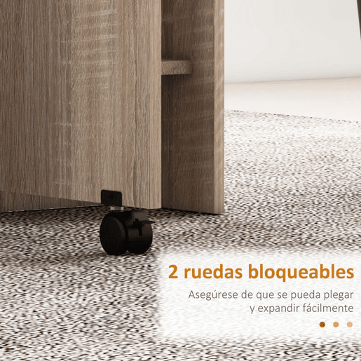 HOMCOM Mesa de Sala de Jantar Dobrável Mesa de Madeira com 2 Prateleiras de Armazenamento e Rodas para Cozinha 75x140x74 cm Madeira