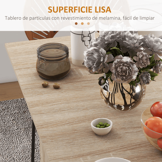 HOMCOM Mesa de Sala de Jantar Dobrável Mesa de Madeira com 2 Prateleiras de Armazenamento e Rodas para Cozinha 75x140x74 cm Madeira