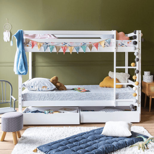 Beliche para crianças 190x90 cm branco com gavetas AMBRE