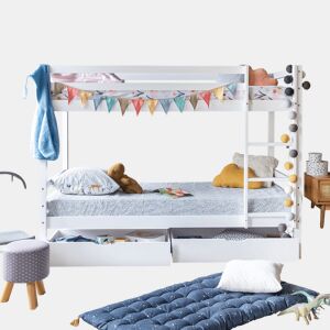 Beliche para crianças 190x90 cm branco com gavetas AMBRE