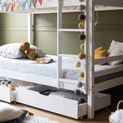 Beliche para crianças 190x90 cm branco com gavetas AMBRE