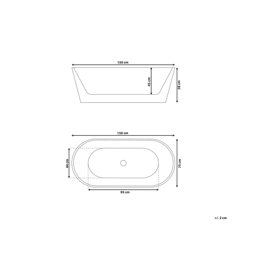 Banheira autónoma HAVANA 1500 x 750 mm Branco