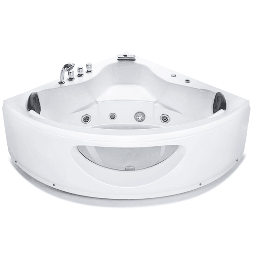 Banheira de hidromassagem de canto em acrílico branco com LED 146 x 205 cm TOCOA