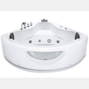 Banheira de hidromassagem de canto em acrílico branco com LED 146 x 205 cm TOCOA