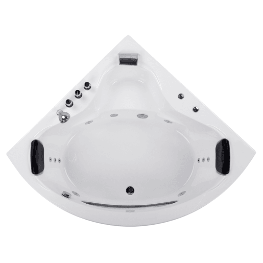 Banheira de hidromassagem de canto em acrílico branco com LED 146 x 205 cm TOCOA