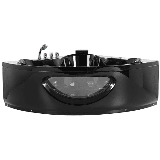 Banheira de hidromassagem de canto em acrílico preto com LED 146 x 205 cm TOCOA