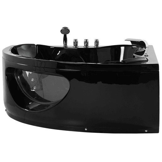 Banheira de hidromassagem de canto em acrílico preto com LED 146 x 205 cm TOCOA