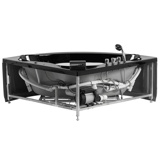 Banheira de hidromassagem de canto em acrílico preto com LED 146 x 205 cm TOCOA