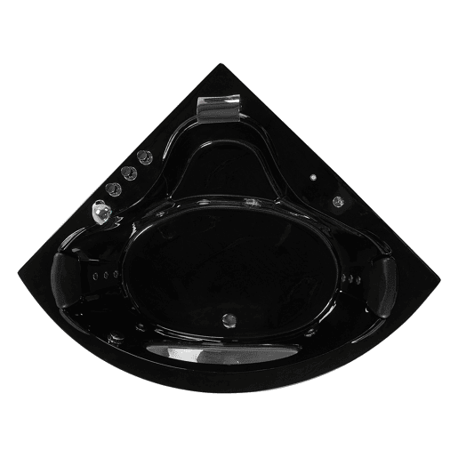 Banheira de hidromassagem de canto em acrílico preto com LED 146 x 205 cm TOCOA