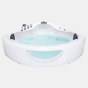 Banheira de hidromassagem de canto em acrílico branco com LED 138 x 190 cm TOCOA
