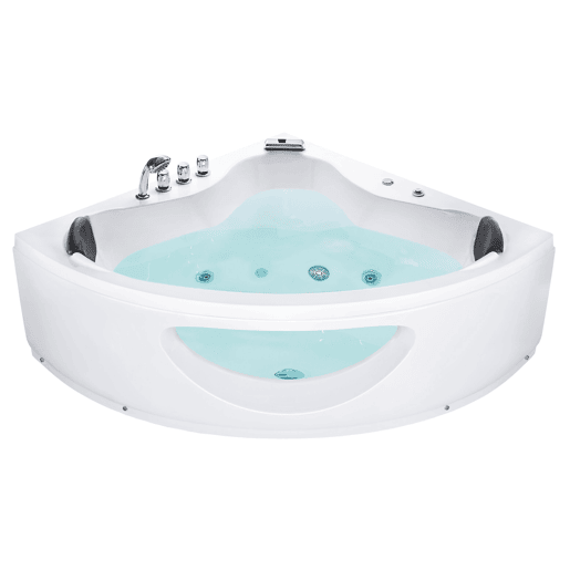 Banheira de hidromassagem de canto em acrílico branco com LED 138 x 190 cm TOCOA