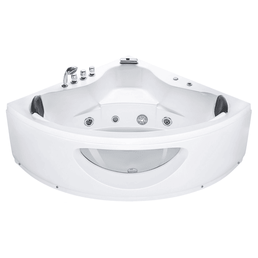 Banheira de hidromassagem de canto em acrílico branco com LED 138 x 190 cm TOCOA