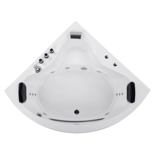 Banheira de hidromassagem de canto em acrílico branco com LED 138 x 190 cm TOCOA
