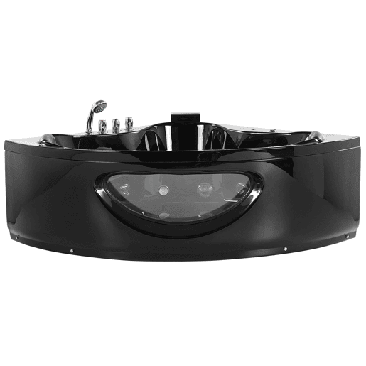Banheira de hidromassagem de canto em acrílico preto com LED 138 x 190 cm TOCOA