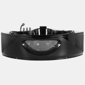 Banheira de hidromassagem de canto em acrílico preto com LED 138 x 190 cm TOCOA