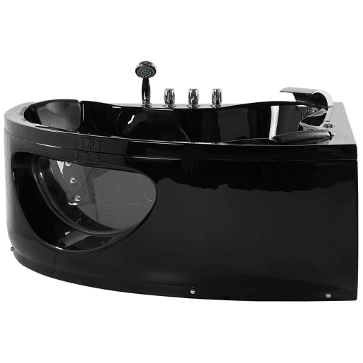 Banheira de hidromassagem de canto em acrílico preto com LED 138 x 190 cm TOCOA