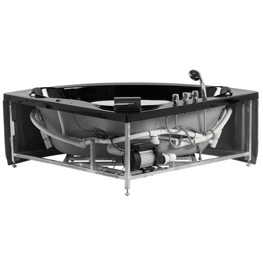 Banheira de hidromassagem de canto em acrílico preto com LED 138 x 190 cm TOCOA