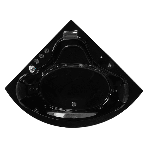 Banheira de hidromassagem de canto em acrílico preto com LED 138 x 190 cm TOCOA