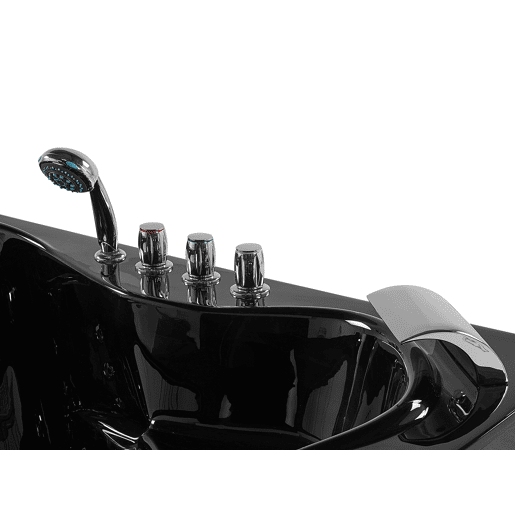 Banheira de hidromassagem de canto em acrílico preto com LED 138 x 190 cm TOCOA