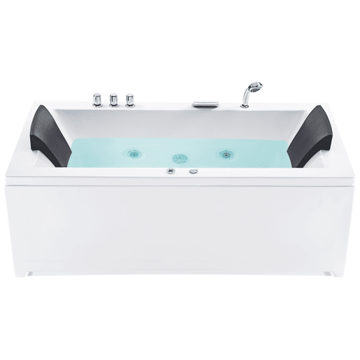 Banheira de hidromassagem de canto com LED VARADERO à esquerda 1830 x 900 mm Branco