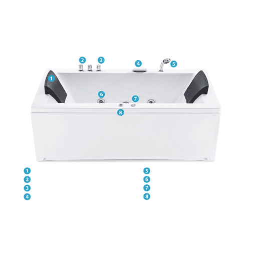 Banheira de hidromassagem de canto com LED VARADERO à esquerda 1830 x 900 mm Branco