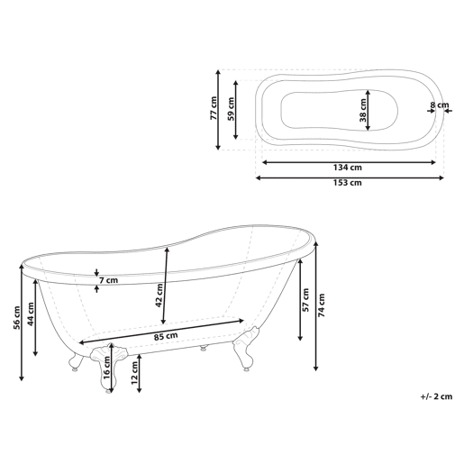 Banheira autónoma CAYMAN 1530 x 770 mm Branco
