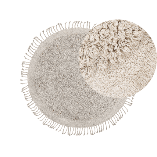 Tapete BITLIS Creme claro ø 140 cm Algodão Tapete BITLIS Creme claro ø 140 cm Algodão