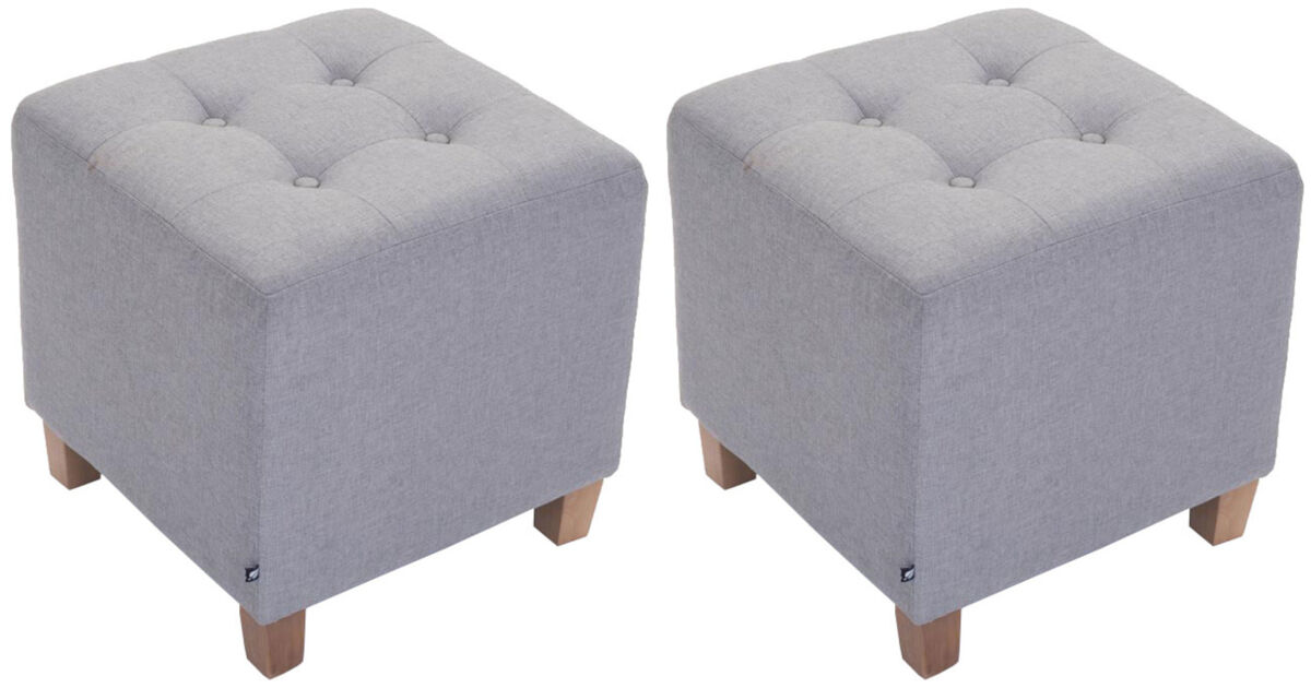Set de 2 Taburetes Puff Pharao en tela Gris Claro