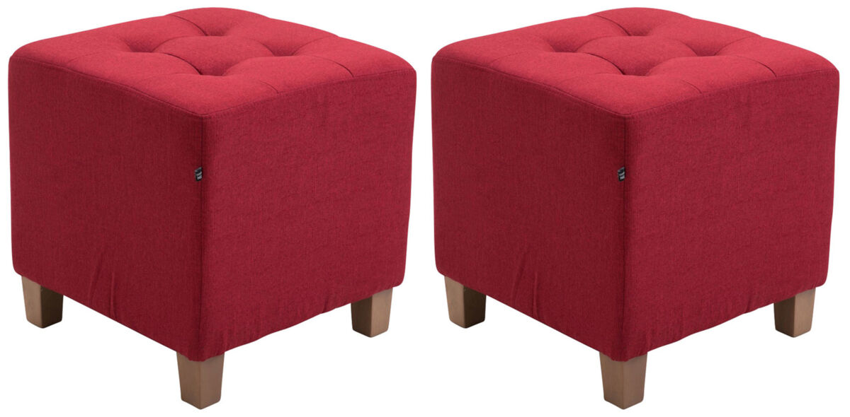 Set de 2 Taburetes Puff Pharao en tela Rojo