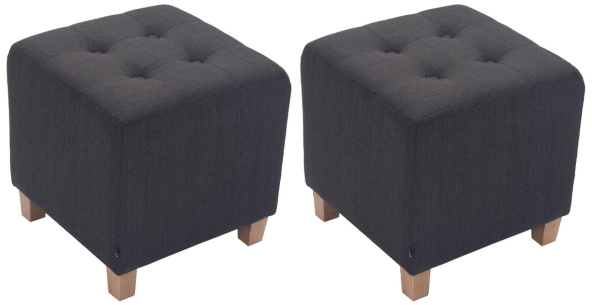 Set de 2 Taburetes Puff Pharao en tela Gris Oscuro