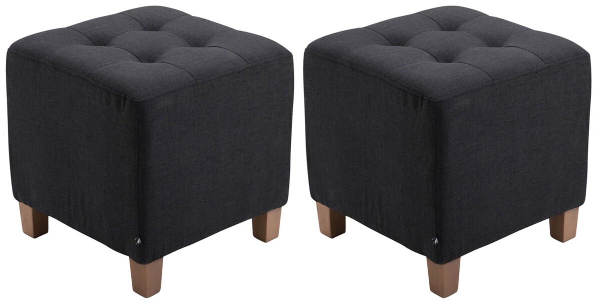 Set de 2 Taburetes Puff Pharao en tela Negro