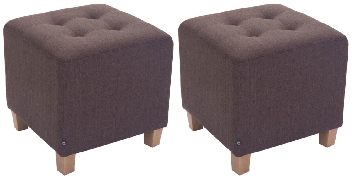 Set de 2 Taburetes Puff Pharao en tela Marron