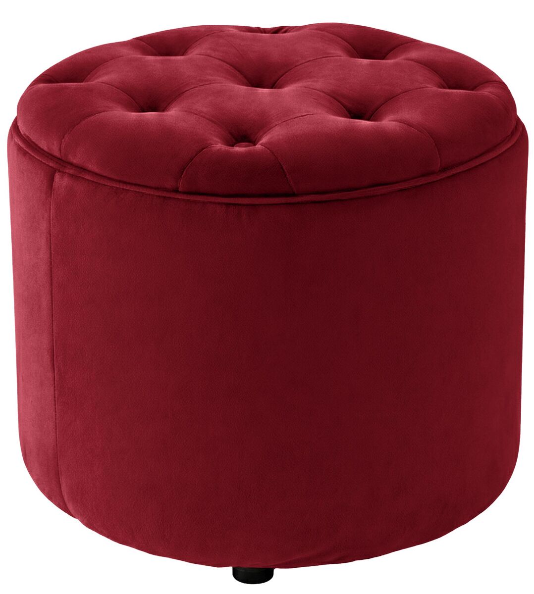 Puff de almacenaje redondo pantin terciopelo rojo 44x44x42 cm