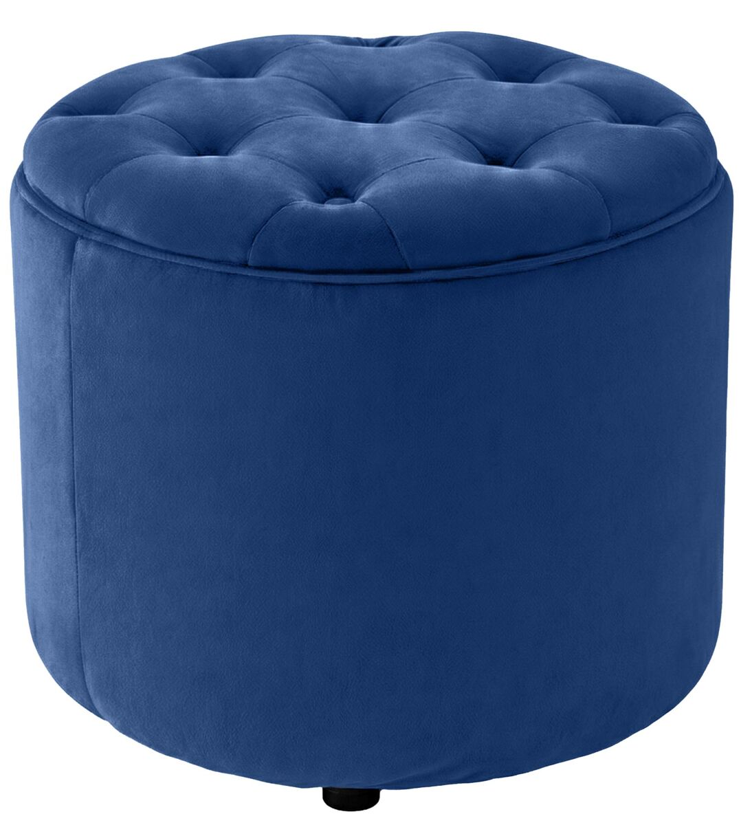 Puff de almacenaje redondo pantin terciopelo azul 44x44x42 cm