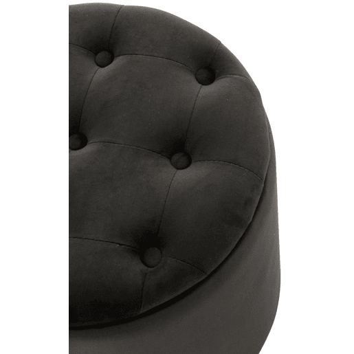 Puff De Almacenaje Redondo Pantin Terciopelo Negro 44X44X42 cm