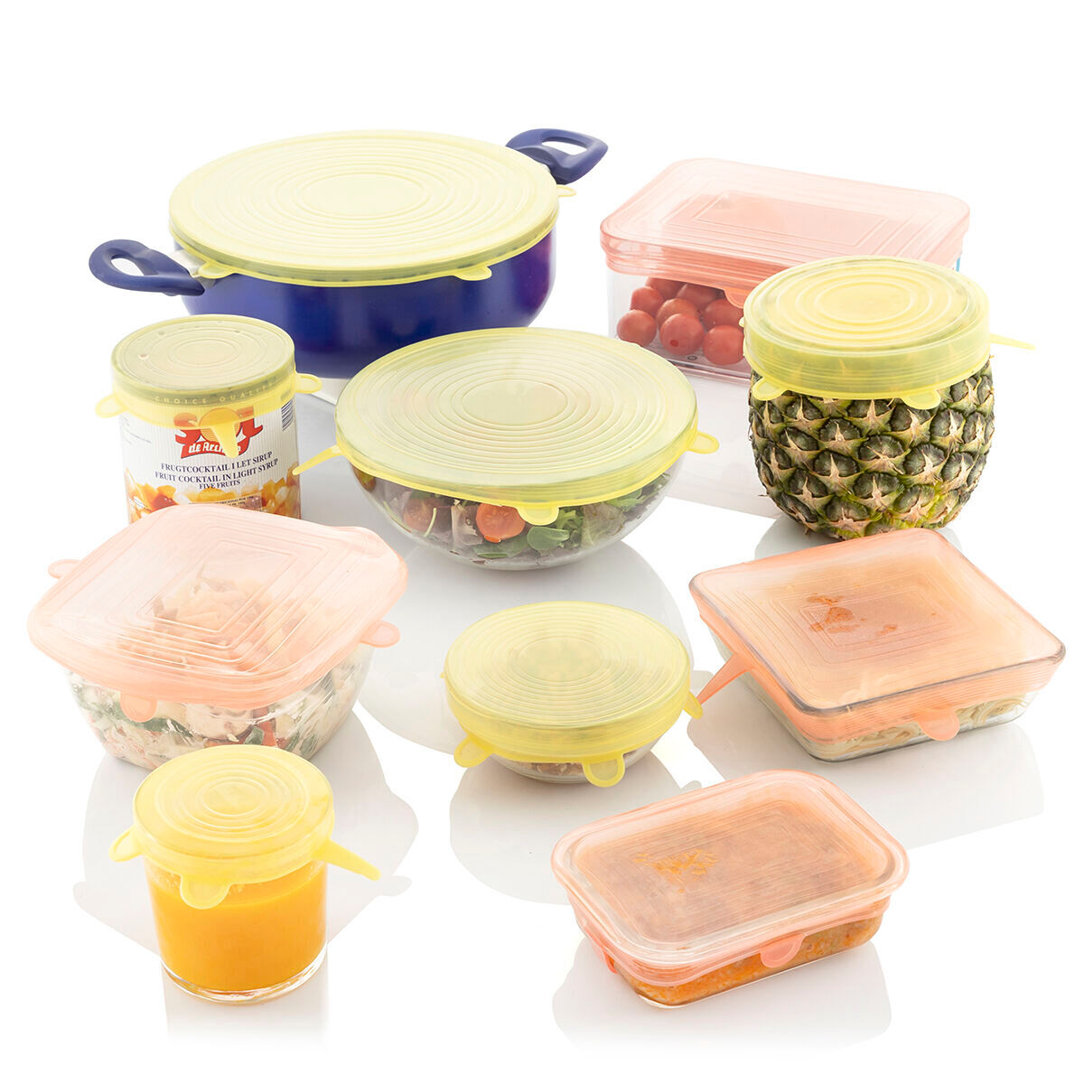 Set de 10 Tapas de Cocina Reutilizables y Ajustables