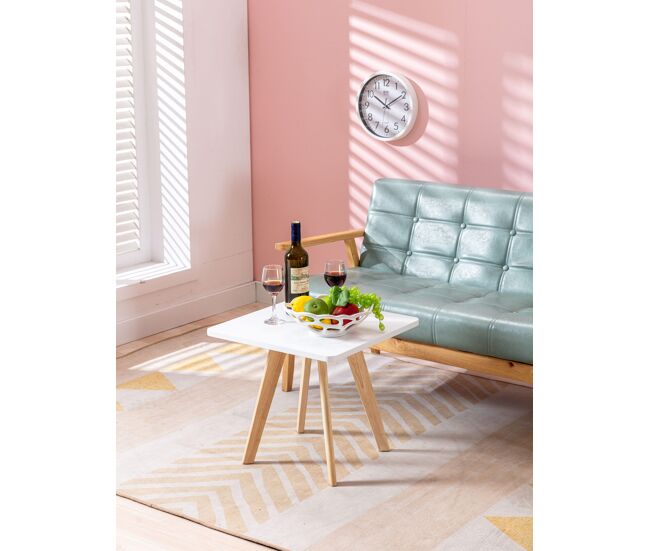 Mesa auxiliar cuadrada Almería Madera Blanco 50X50X46 cm