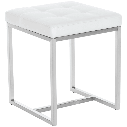 Taburete Bajo Barci Simil cuero Blanco 40X40X48 cm Taburete Bajo Barci Simil cuero Blanco 40X40X48 cm