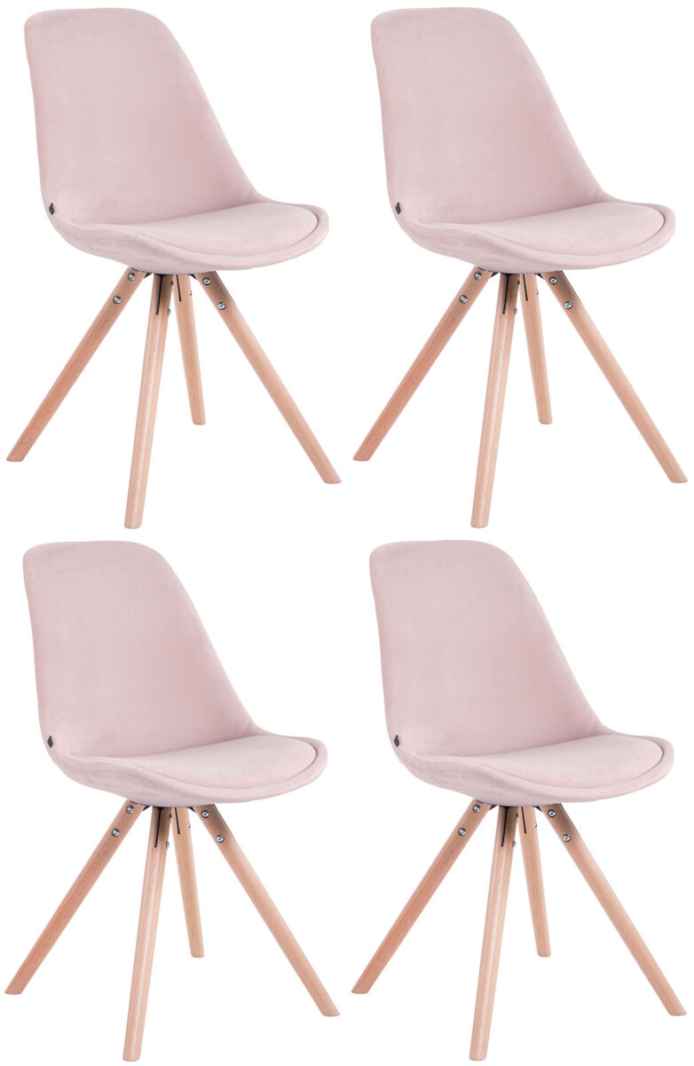 Set de 4 sillas de comedor toulouse rund en terciopelo rosado 56x48x84 cm