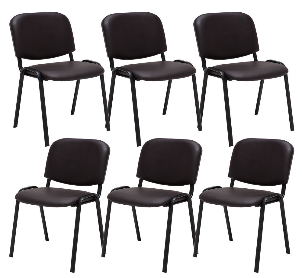 Set 6 sillas de conferencia ken en cuero pu simil cuero marrón 53x53x83 cm