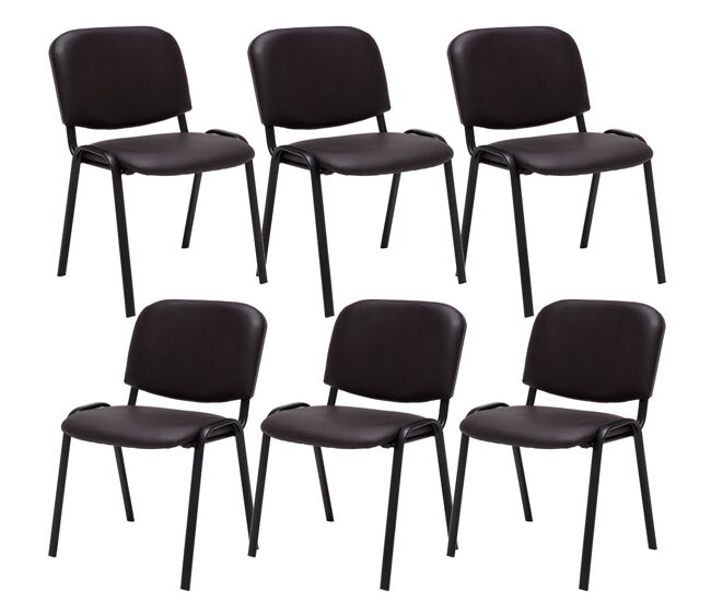 Set 6 sillas de conferencia ken en cuero pu simil cuero marrón 53x53x83 cm