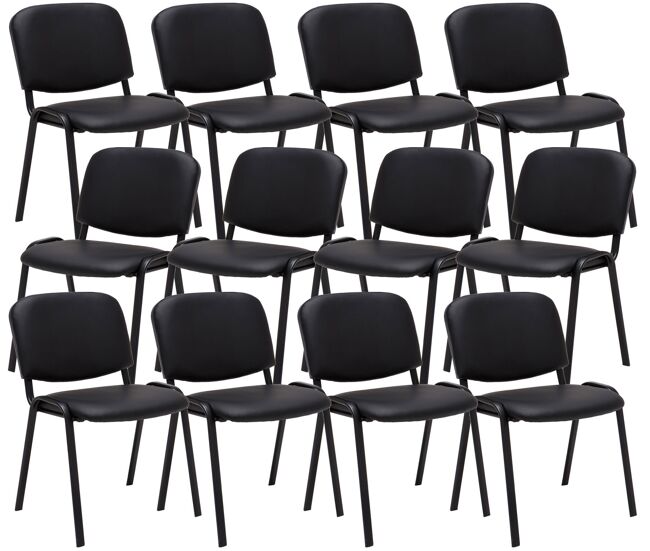 Pack de 12 sillas confidente ken en simil cuero negro 53x53x83 cm