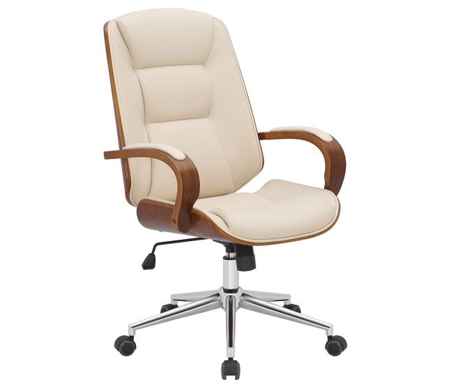 Silla de oficina yankton simil cuero nogal/crema 68x60x102 cm