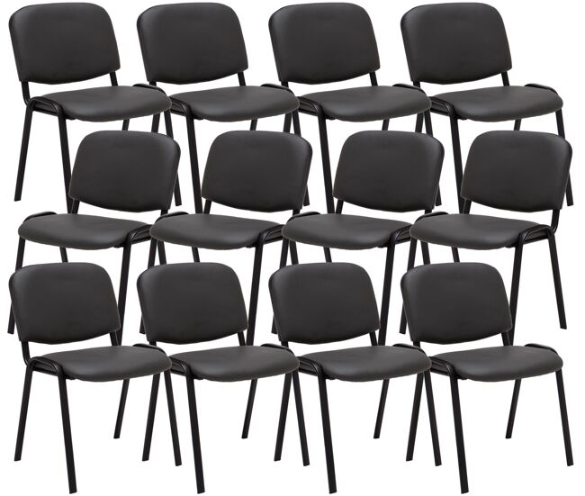 Pack de 12 sillas confidente ken en simil cuero gris 53x53x83 cm