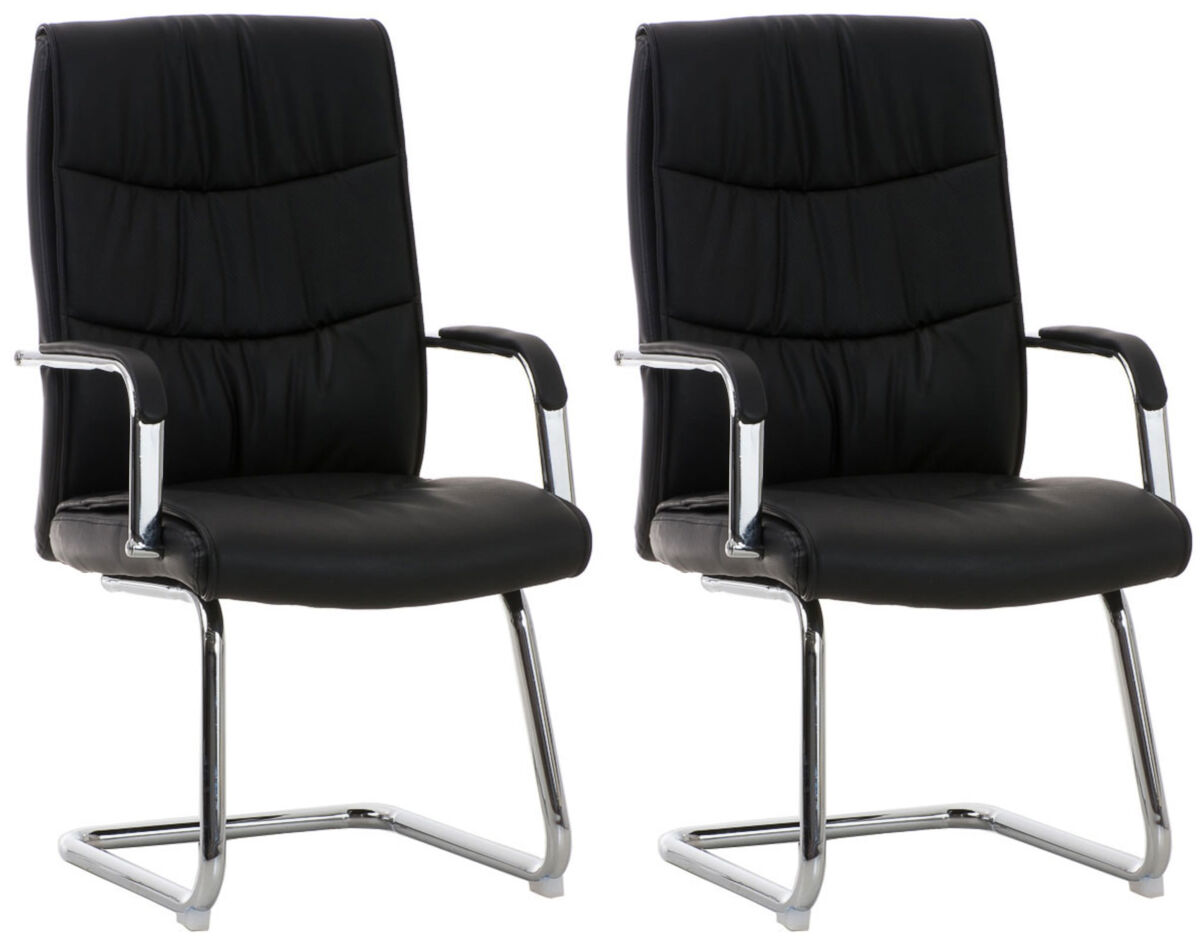 Pack de 2 sillas de despacho caro simil cuero negro 60x49x105 cm