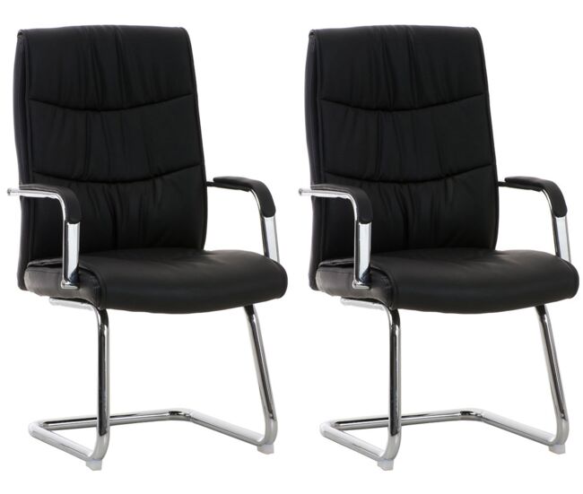 Pack de 2 sillas de despacho caro simil cuero negro 60x49x105 cm