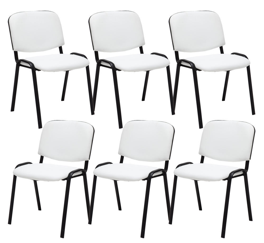 Set 6 sillas de conferencia ken en cuero pu simil cuero blanco 53x53x83 cm