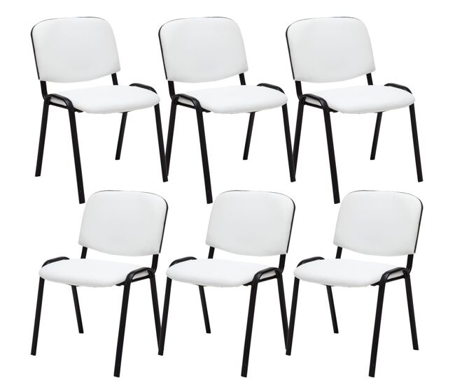 Set 6 sillas de conferencia ken en cuero pu simil cuero blanco 53x53x83 cm