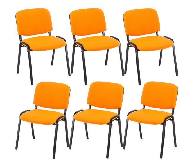 Set 6 sillas de conferencia ken en tela naranja 53x53x83 cm