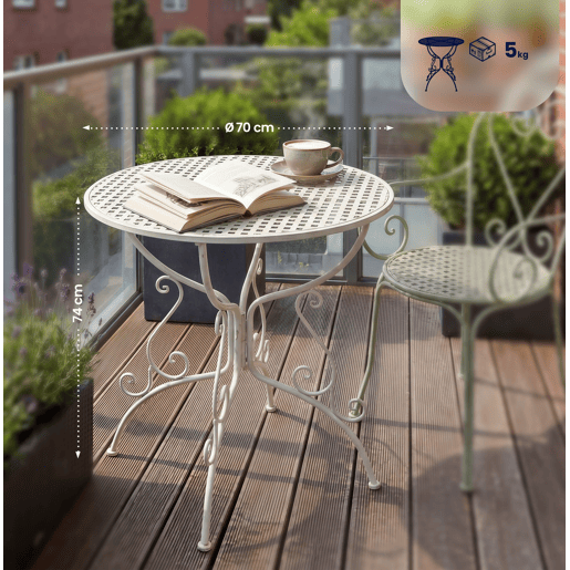 Mesa jardin Amanda Ø 70 cm Metal Blanco Ø 70 cm